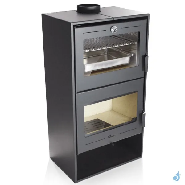 Poêle à bois Lacunza Altea avec four de cuisson Puissance 7kW Structure Acier Sortie Fumée Supérieure Ø15 cm