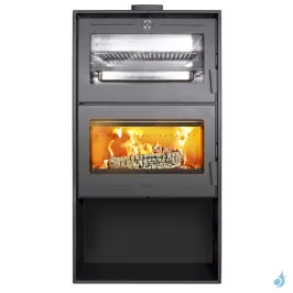 Poêle à bois Lacunza Oslo Puissance 11.5kW Structure Acier Four de cuisson sortie Fumée Supérieure Ø15 cm