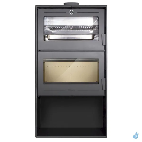 Poêle à bois Lacunza Oslo Puissance 11.5kW Structure Acier Four de cuisson sortie Fumée Supérieure Ø15 cm
