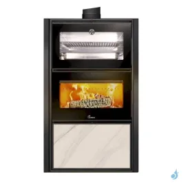 Poêle à bois Lacunza Bergen Puissance 11.5kW Structure Acier Four de cuisson sortie Fumée Supérieure Ø15 cm