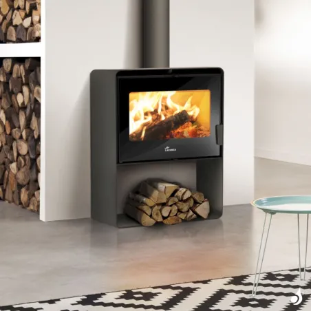 Poêle à bois Lacunza Atlantic 603 Star Puissance 7kW Structure Acier Sortie Fumée Supérieure Ø15 cm
