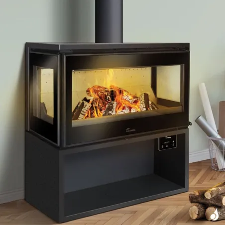 Poêle à bois Lacunza Paris 800 CLID Puissance 10kW Structure Acier Sortie Fumée Supérieure Ø15 cm