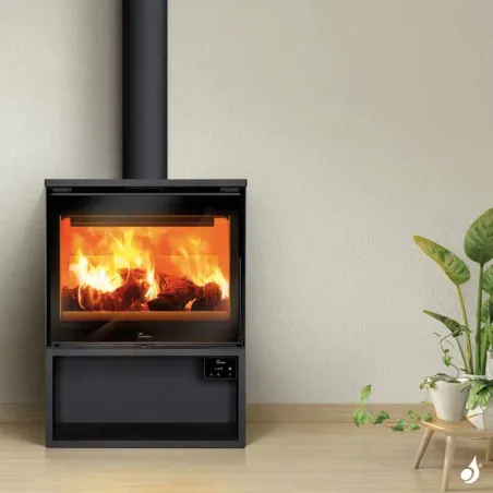 Poêle à bois Lacunza Roma 700 Puissance 10kW Structure Acier Sortie Fumée Supérieure Ø15 cm