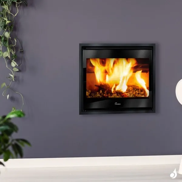Insert à bois Lacunza Adour 500 Puissance 5.5kW Avec Ventilateur Sortie Fumée Supérieure Ø15 cm