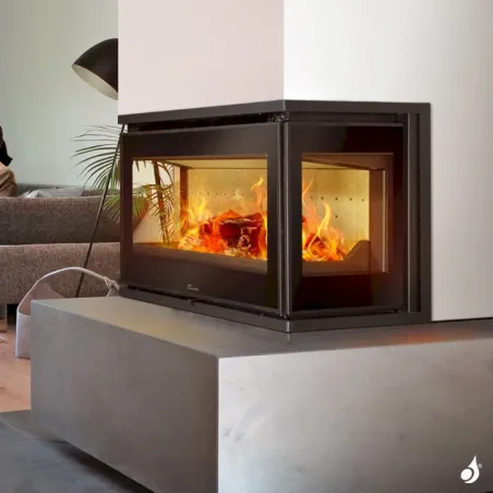 Insert à bois Lacunza Adour 600 CLID Puissance 9.0kW Structure Acier Sortie Fumée Supérieure Ø15 cm