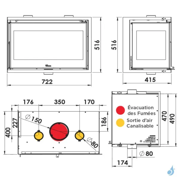 Insert à bois Lacunza Adour 700 CLID Puissance 9.5kW Livraison rapide