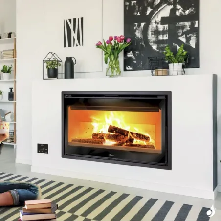 Insert à bois Lacunza Loire 1000 Puissance 11.0kW Structure Acier Sortie Fumée Supérieure Ø20 cm