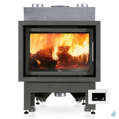 Cheminée à bois Lacunza Inca 80 V CV Puissance 15.0kW Avec Ventilateur Sortie Fumée Ø20 cm
