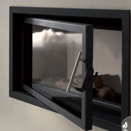 Cheminée à bois Lacunza Inca 80 V CV Puissance 15.0kW Avec Ventilateur Sortie Fumée Ø20 cm