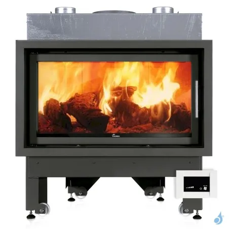 Cheminée à bois Lacunza Inca 100 V CV Puissance 15.5kW Avec Ventilateur Sortie Fumée Ø25 cm