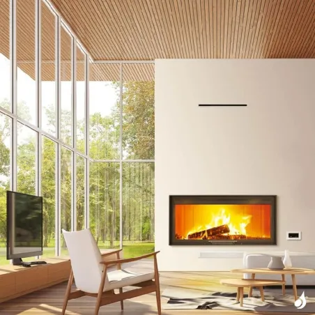 Cheminée à bois Lacunza Itaca 100 CV Eco Puissance 13.0kW Avec Ventilateur Sortie Fumée Ø20 cm