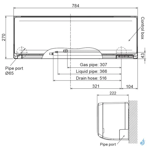 Unité intérieure Fujitsu ASEH12KNCA puissance 3.4kW Mural compact WiFi de série Multi Split Inverter
