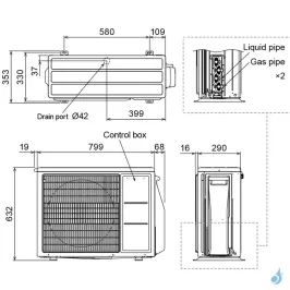 Groupe Extérieur FUJITSU AOEG18KBCA2 Airstage Multi-split 5.0kW 2 sorties Inverter Réversible Gaz R32 2