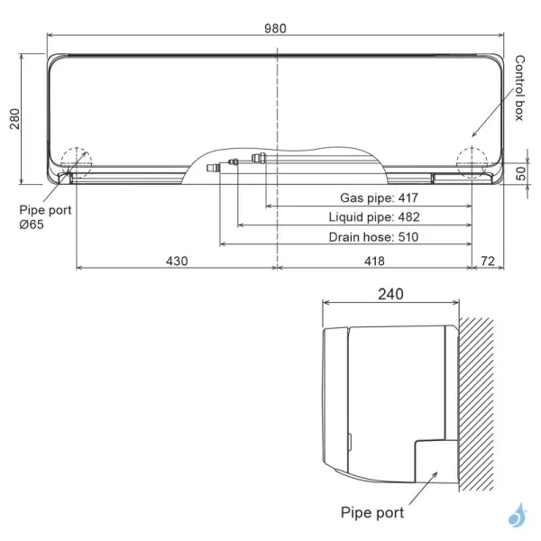 Unité intérieure Fujitsu ASEG18KMTE 5.0kW Mural Multi Split Inverter Série KM Large PAC air-air Réversible