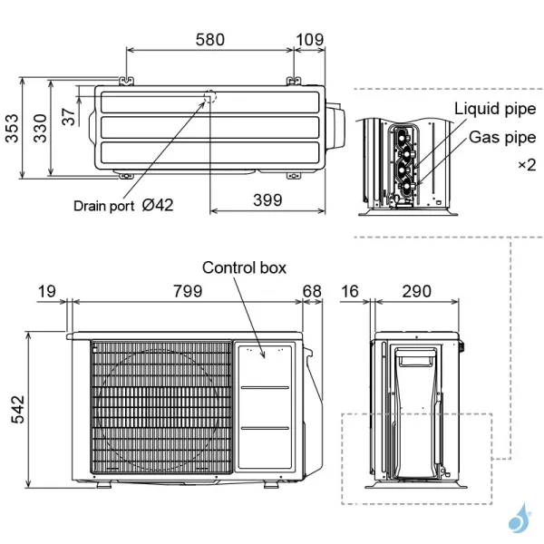 Climatiseur bi split FUJITSU Mural KMCG AOEG14KBCA2 4kW tailles 20 + 20 WiFi de série ASEH07KMCG + ASEH09KMCG
