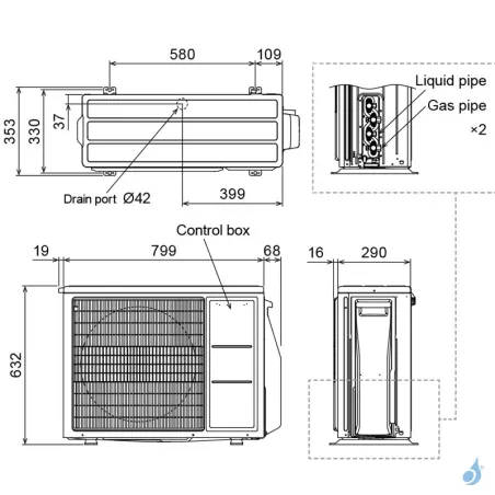 Climatiseur bi split FUJITSU Mural KMCG AOEG18KBCA2 5kW tailles 20 + 35 WiFi de série ASEH07KMCG + ASEH12KMCG