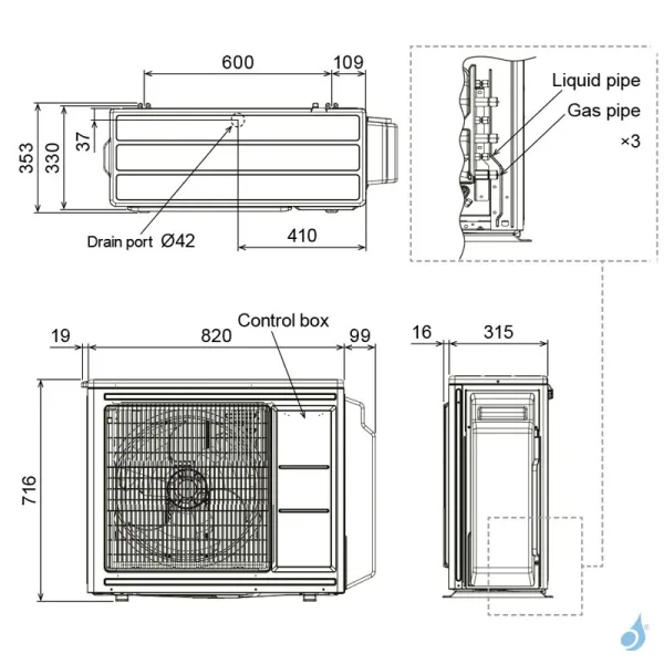 Climatisation bi split FUJITSU Mural KNCA AOEG24KBCA3 6.8kW tailles 35 + 35 Mural compact WiFi de série ASEH12KNCA + ASEH12KNCA