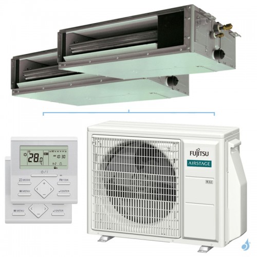 Climatiseur bi split FUJITSU Gainable KSLAP AOEG18KBCA2 5kW tailles 20 + 35 Gainable Mini ARXG07KSLAP + ARXG12KSLAP