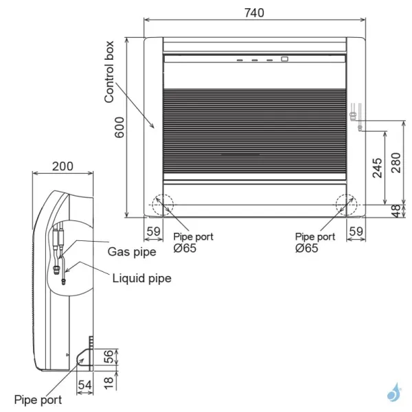 Climatisation tri split FUJITSU Console AOEG18KBCA3 5.4kW tailles 25 + 25 + 25 AGEG09KVCA + AGEG09KVCA + AGEG09KVCA