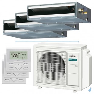 Climatiseur tri split FUJITSU Gainable KL AOEG24KBCA3 6.8kW tailles 25 + 25 + 42  ARXG09KLLAP + ARXG09KLLAP + ARXG14KLLAP