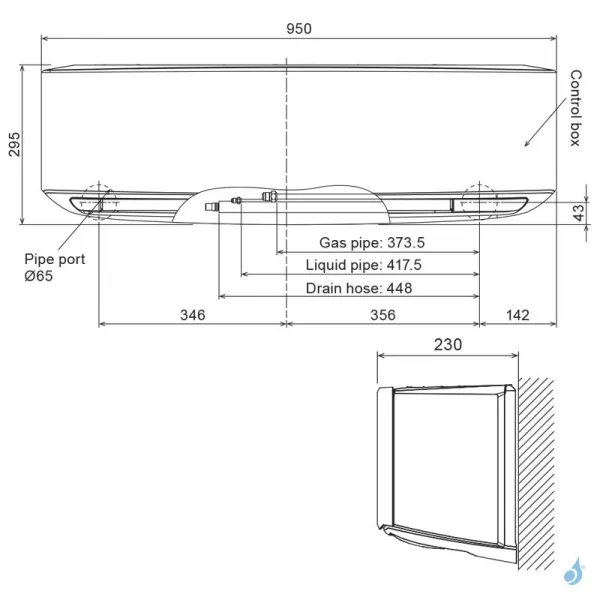 Quadri split FUJITSU Mural KE blanc AOEG30KBTA4 8kW tailles 20 + 20 + 25 + 25 WiFi ASEG07KETF (x2) + ASEG09KETF (x2)