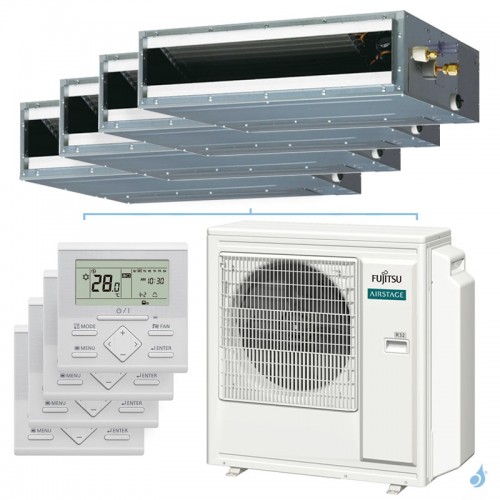 Quadri split FUJITSU gainable KL AOEG30KBTA4 8kW tailles 20 + 25 + 25 + 42 ARXG07KLLAP + ARXG09KLLAP (x2) + ARXG14KLLAP