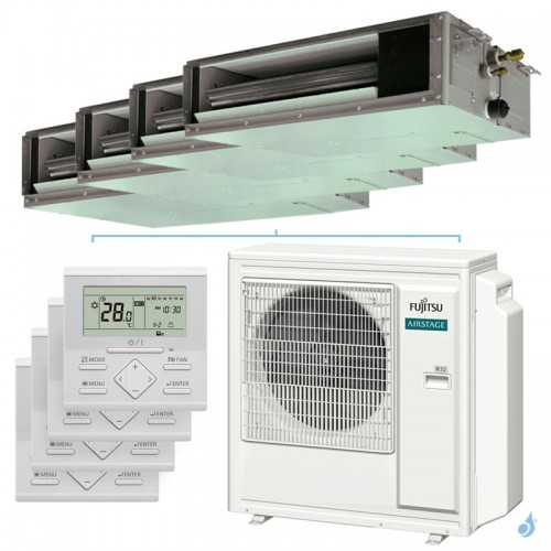 Quadri split FUJITSU Gainable KS AOEG30KBTA4 8kW tailles 20 + 20 + 25 + 42 ARXG07KSLAP (x2) + ARXG09KSLAP + ARXG14KSLAP