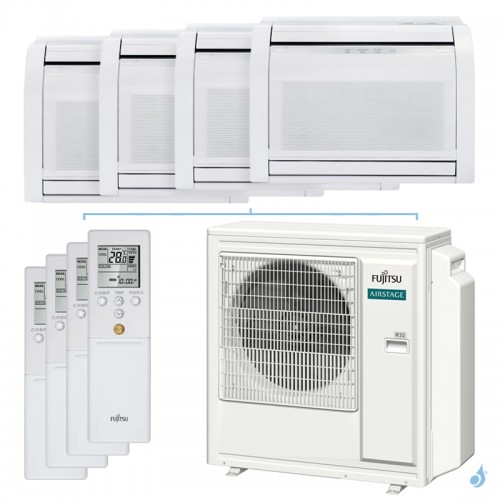Quadri split FUJITSU console KV AOEG30KBTA4 8kW tailles 25 + 25 + 25 + 35 AGEG09KVCA (x3) + AGEG12KVCA