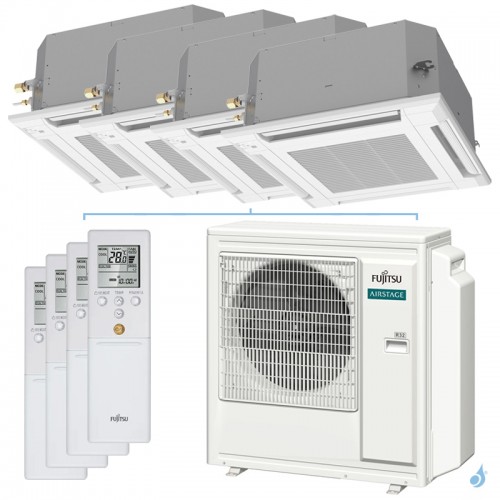 Quadri split FUJITSU Cassette KV AOEG30KBTA4 8kW tailles 20 + 20 + 25 + 42 AUXG07KVLA (x2) + AUXG09KVLA + AUXG14KVLA