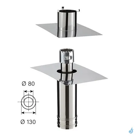 Kit rénovation départ plafond PGI Poujoulat Rectangle 30x50 cm Flexible Ø100 Conduit Ø80/130 ou Ø100/150