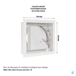 Grille de coffrage avec précadre simple KEMP AIR 03 Blanc ou Noir 180 x 180 mm Façade avant creuse 2