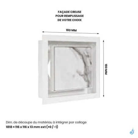 Grille de coffrage avec précadre simple KEMP AIR 03 Blanc ou Noir 180 x 180 mm Façade avant creuse