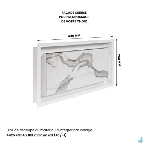 Grille de coffrage avec précadre simple KEMP AIR 03 Blanc ou Noir 440 x 250 mm Façade avant creuse