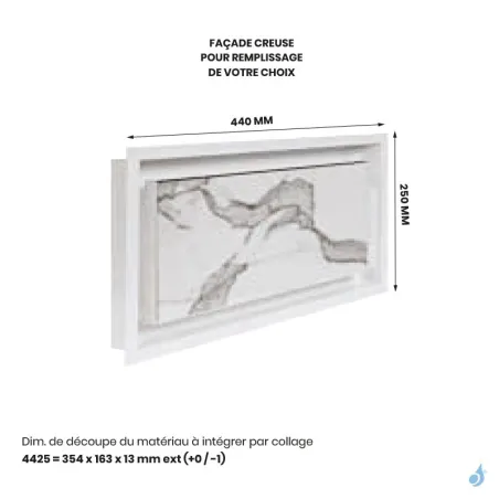 Grille de coffrage avec précadre simple KEMP AIR 03 Blanc ou Noir 440 x 250 mm Façade avant creuse