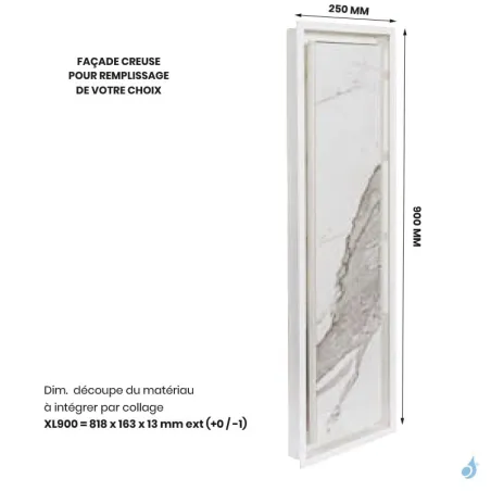 Grille de coffrage avec précadre simple KEMP AIR 03 Blanc ou Noir 900 x 250 mm Façade avant creuse