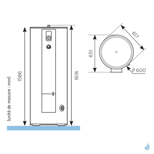 Chauffe-eau Thermodynamique Thermor Aéromax Split 3 270L Puissance 1800W Ø617mm