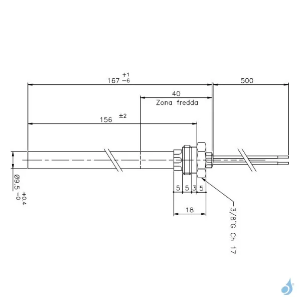 Bougie d'allumage Ravelli 250W Longueur 156mm Réf : 55084