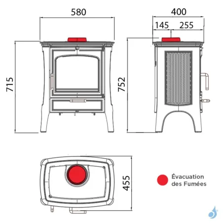 Poêle à bois en fonte Hergom E-20 SE puissance 5.7 kW