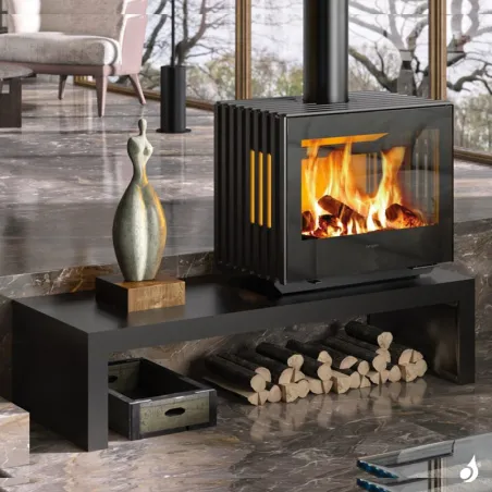 Poêle à bois Hergom Glance LVP Puissance 7kW Sortie Fumée Supérieure