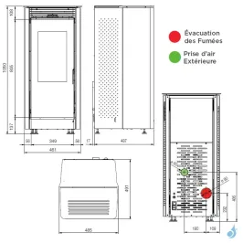 Poêle à granulés Jolly Mec Ambria 2 Puissance 8 kW Sortie Fumée Postérieure Ø80 mm 2