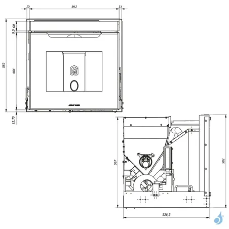 Insert à granulés Jolly Mec Synthesis 60 Puissance 7 kW Sortie Fumée Ø80 mm