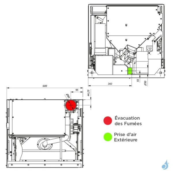 Insert à granulés Jolly Mec Synthesis 60 Puissance 7 kW Sortie Fumée Ø80 mm