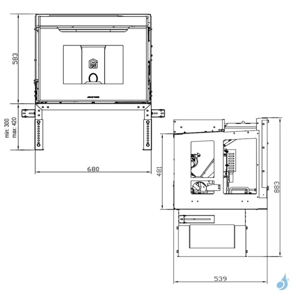 Insert à granulés Jolly Mec Synthesis Modular 68 Puissance 9 kW Sortie Fumée Ø80 mm