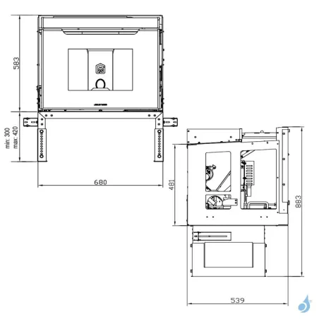 Insert à granulés Jolly Mec Synthesis Modular 68 Puissance 9 kW Sortie Fumée Ø80 mm