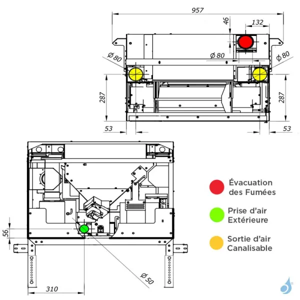 Insert à granulés Jolly Mec Synthesis Modular 80 Puissance 11.5 kW Sortie Fumée Ø80 mm