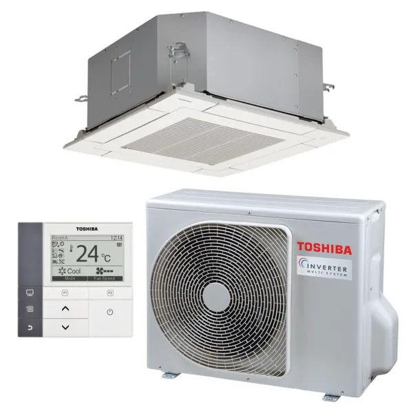Climatiseur Toshiba cassette 600x600 3.6kW RAV-RM401MUT-E + RAV-GM401ATP-E Mono Split Digital Inverter PAC air-air silencieuse