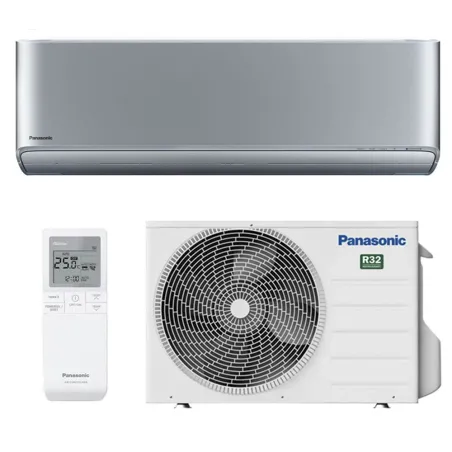 Climatiseur PANASONIC Etherea Gris Argenté 2.5kW CS-XZ25CKEW + CU-Z25CKE Mono split WiFi Mural Inverter PAC air-air Confort