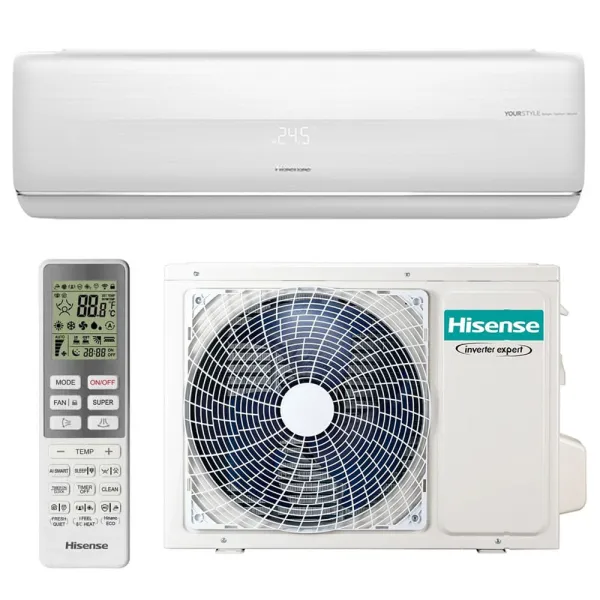 Climatiseur mono split HISENSE Mural Fresh Master 2.5kW QF25XW00G + QF25XW00W WiFi de série PAC air/air Inverter Silencieuse
