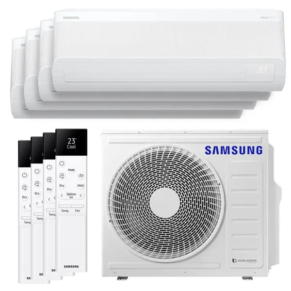 Quadri split Samsung Windfree Avant S2 8.0kW AJ080TXJ4KG/EU tailles 20 + 20 + 20 + 35 AR70F07C1AWNEU (x3) + AR70F12C1AWNEU