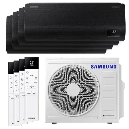 Quadri split Samsung Windfree BLACK 8.0kW AJ080TXJ4KG/EU tailles 20 + 20 + 20 + 25 AR70F07C1ABNEU (x3) + AR70F09C1ABNEU